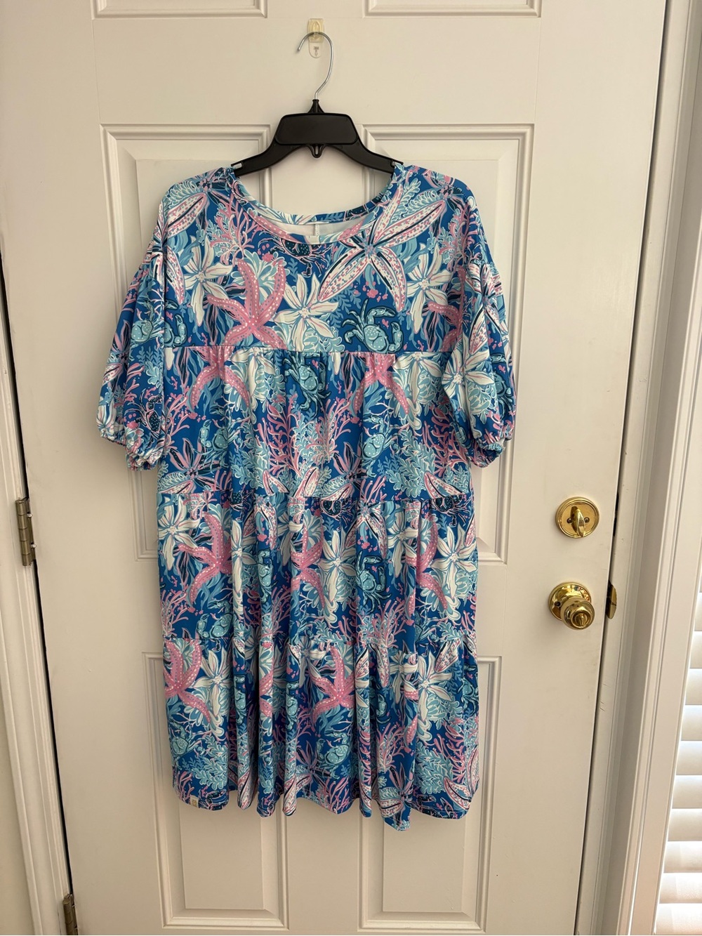 Women’s Blue Floral & Coral Print Dress